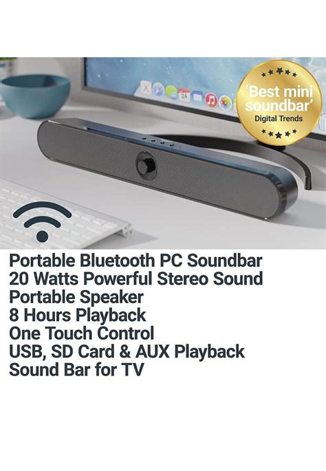 MAJORITY Portable Bluetooth PC Soundbar | 20 Watts Powerful Stereo ...