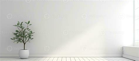 Empty illustration of a white room with Scandinavian interior design ...