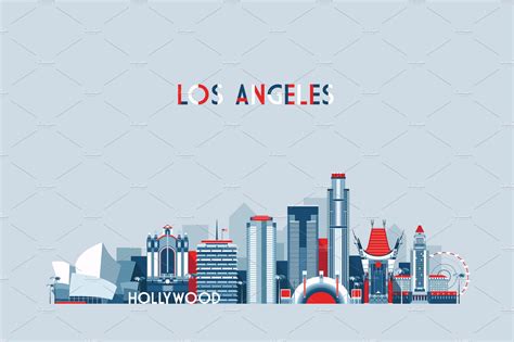 Los Angeles skyline, USA | Illustrator Graphics ~ Creative Market