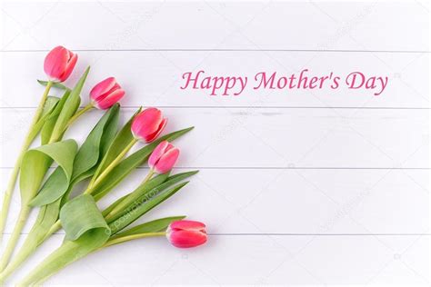 Mothers day. Mothers day flowers. Mothers day card with tulips. Pink ...