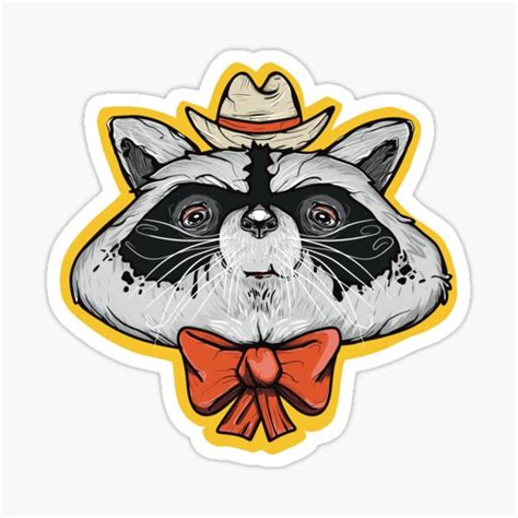 "Raccoon with Cowboy Hat and Red Ribbon" Sticker for Sale by mary-celine | Redbubble