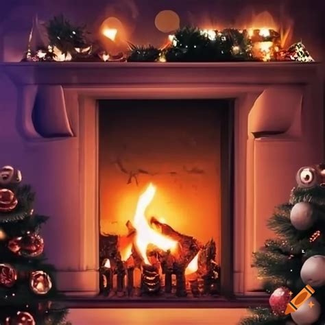 Christmas fireplace background on Craiyon