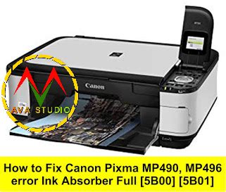 How to Reset Canon Pixma MP490, MP496 error Ink Absorber Full [5B00] [5B01]