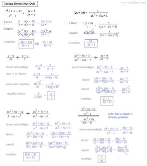 Simplify Rational Expressions Worksheets