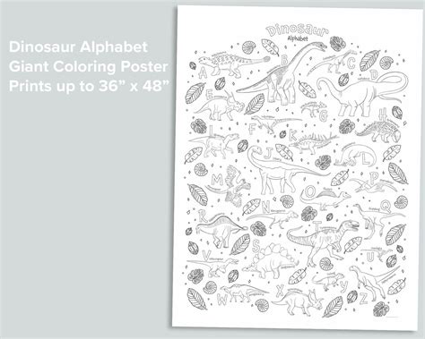 Dino Alphabet Giant Coloring Poster Homeschool Printables - Etsy