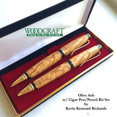 Cigar Pen Kits from Woodcraft with Olive Ash Wood by Kevin Kennard Richards. Pen Turning Kits ...