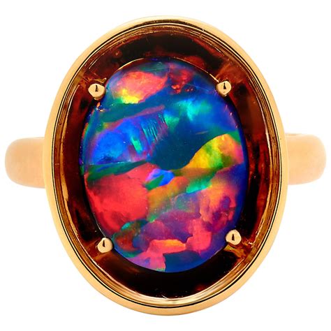 Australian Black Opal Ring For Sale at 1stDibs