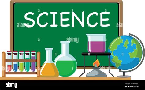 Word science on green board and science equipments illustration Stock Vector Image & Art - Alamy