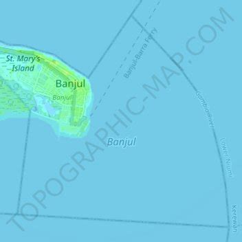 Banjul topographic map, elevation, terrain