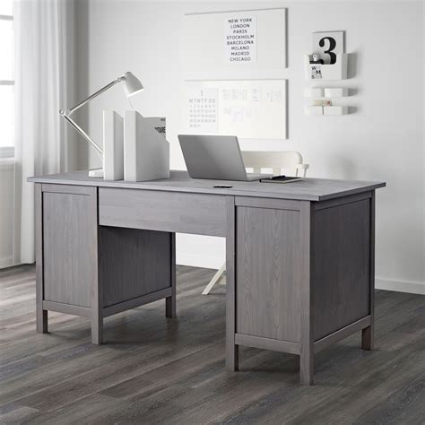 HEMNES Desk, gray dark gray stained, 61x25 5/8" - IKEA