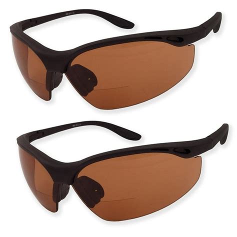 2 Pairs Bifocal Safety Driving Sunglasses with Reading Corner - Rubber Grip Arms (Diopter +2.00 ...