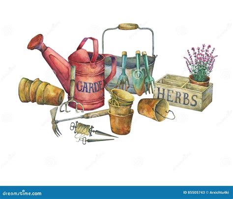 Illustration of Gardening Tools. Stock Illustration - Illustration of ...