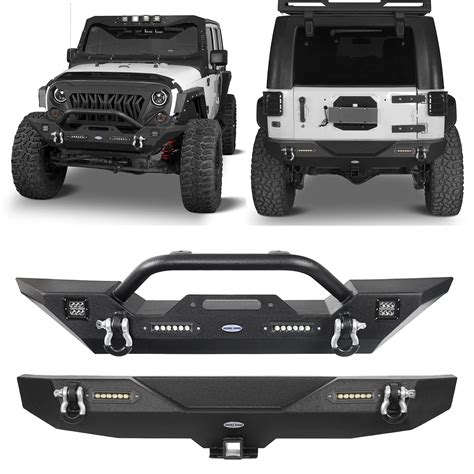 Buy Hooke Road Wrangler JK Front Bumper + Rear Bumper Combo w/All LED ...