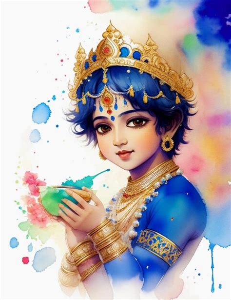 Premium AI Image | Hand painted watercolor krishna janmashtami holiday background illustration