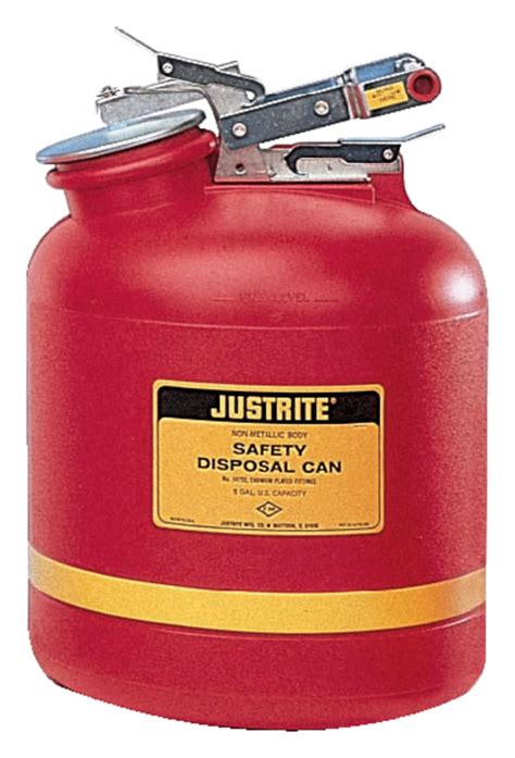 Justrite™ Nonmetallic Liquid Disposal Safety Cans: Biohazard and Waste Disposal Containers ...