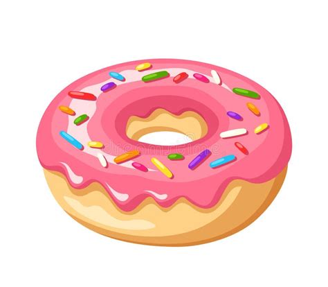 Donut With Pink Glaze And Colorful Sprinkles. Vector Illustration. Stock Vector - Illustration ...