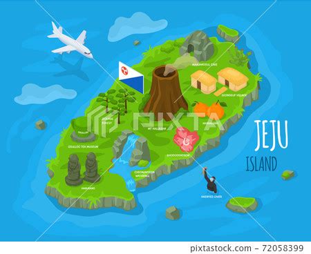 Jeju Island Map / 9 X 6 Inch 3d Vr Map Postcards Virtual Experience ...