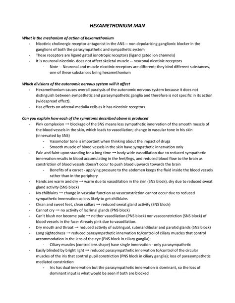 Autonomic Function and Disfunction - Hexamethonium Man - HEXAMETHONIUM MAN What is the mechanism ...