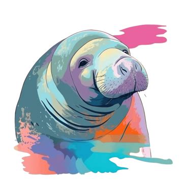 Colorful Manatee Modern Pop Art Style Manatee Illustration Manatee ...