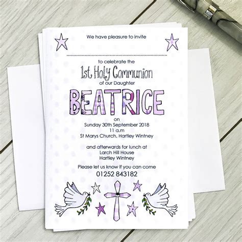 Personalised Communion/ Confirmation Invitations By Claire Sowden Design