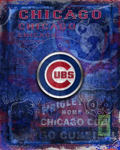 Chicago Cubs Poster, Cubs Artwork Cubs Gift, Chicago Cubs Layered Man Cave Art, Wrigley Field ...