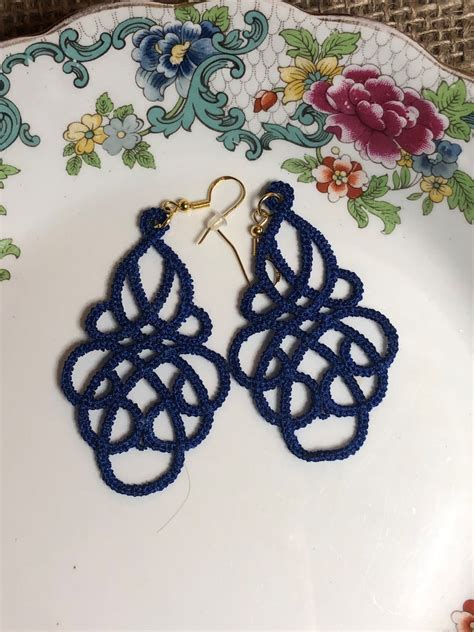 Tatted Earrings Lace Earrings Tatting Earrings Dangle - Etsy