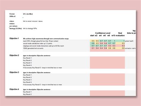 EXCEL of OKR Spreadsheet Weekly Checklist.xlsx | WPS Free Templates