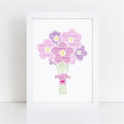 Personalised Flower Bouquet Word Art Print – Violet Grace