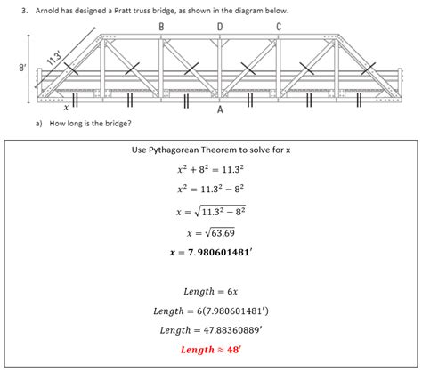 [Solved] arnold has designed a pratt truss bridge, as shown in the diagram... | Course Hero