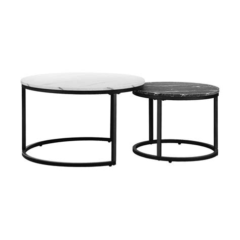 Set of 2 Coffee Table Round Nesting Side End Table – Simple deals