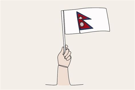 Premium Vector | A hand raised the nepal flag flag oneline drawing