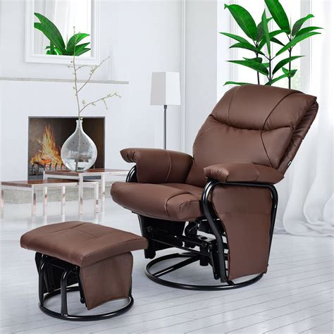 Glider Recliner with Ottoman and Remote Control | Swivel rocking chair, Recliner with ottoman ...