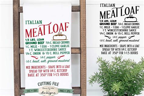 Meatloaf Recipe SVG - Italian Meatloaf svg - Kitchen svg - Recipe SVG