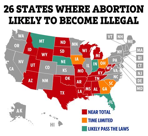 Map reveals 22 states where abortion will become ILLEGAL after Supreme Court overturns Roe v ...