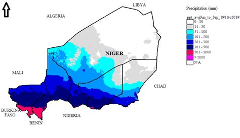 Rainfall map of Niger (1981-2019) Data source: GEOCLIM 2020 | Download Scientific Diagram