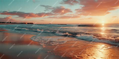 Premium AI Image | Beautiful dunes beach at sunset sun reflection Zoom Virtual Background