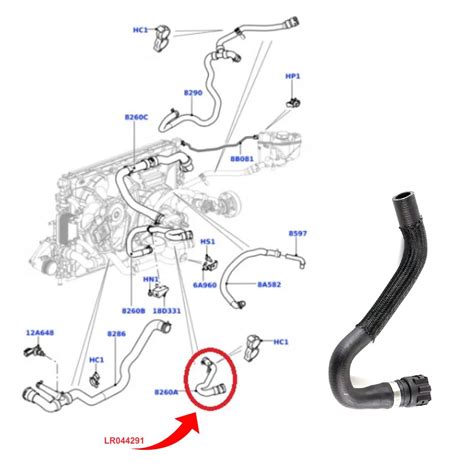 MANGUEIRA AR QUENTE/TROCADOR CALOR LAND ROVER EVOQUE 2.0 16V SI4 2012 A 2017 LR044291 ...