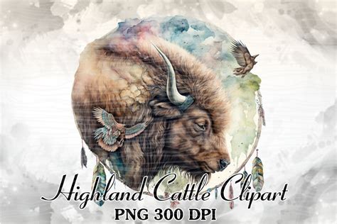 Peaceful Highland Cattle Watercolor Graphic by Cat Lady · Creative Fabrica