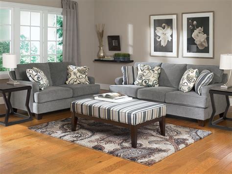 CHRISTIE Modern Living Room Furniture Set Gray Microfiber Sofa Couch ...