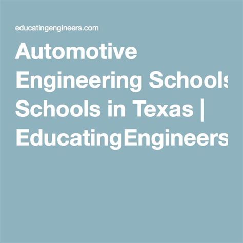 Automotive Engineering Schools in Texas | School of engineering ...