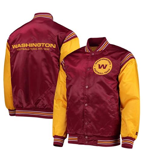 Football Team Gold/Burgundy Washington Commanders Varsity Satin Jacket ...