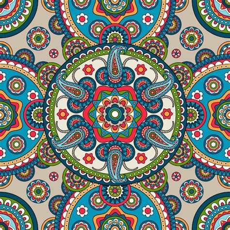 Premium Vector | Indian paisley mandala seamless pattern