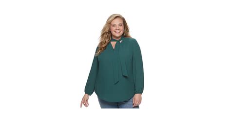 Evri Plus Size Tie-Neck Blouse | Stylish Plus-Size Clothing Under $100 ...