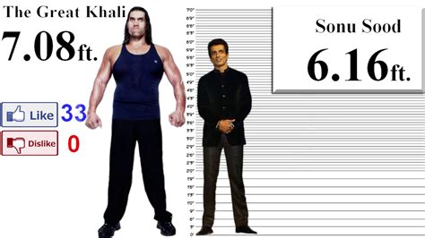 The Great Khali Height Comparison with 35 Stars - YouTube | How to grow ...