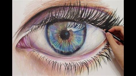 Drawing A Realistic Eye with Colored Pencils - Time lapse - YouTube