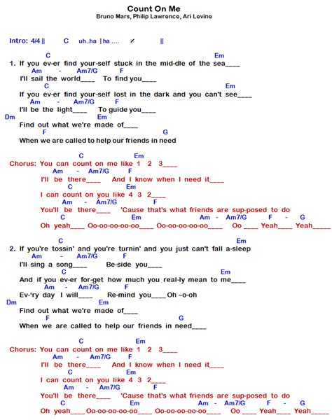 Count On Me Bruno Mars Ukulele Chords - Sheet and Chords Collection