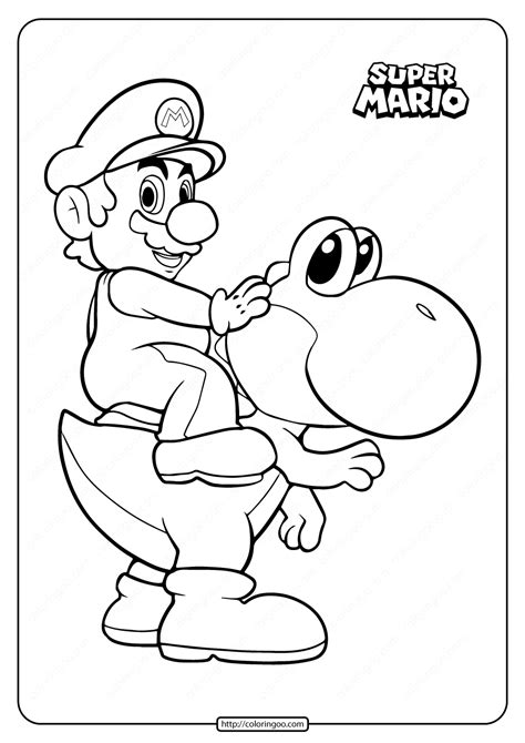 Free Printable Super Mario and Yoshi Coloring Page