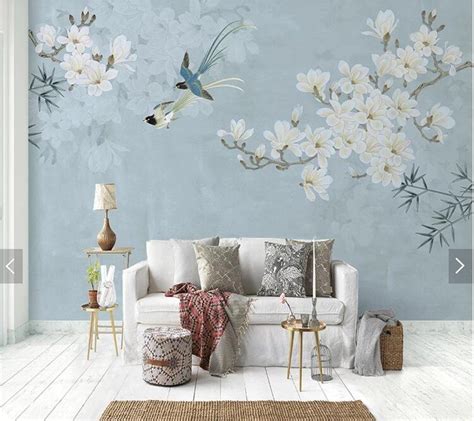 Magnolia Flower and Bird Mural Wallpaper | Walling Shop