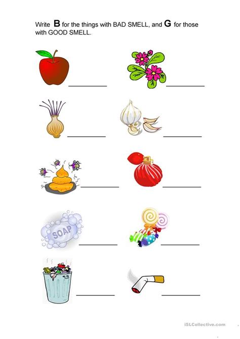 Good Smell and Bad Smell - English ESL Worksheets | Kindergarten ...