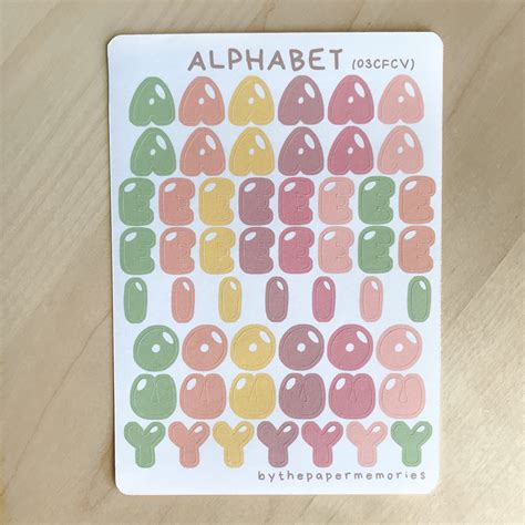 Kawaii Alphabet Stickers Cute Letter Stickers Polco Deco | Etsy